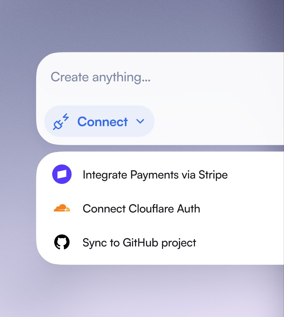 Connect menu with Stripe, Cloudflare Auth, and GitHub